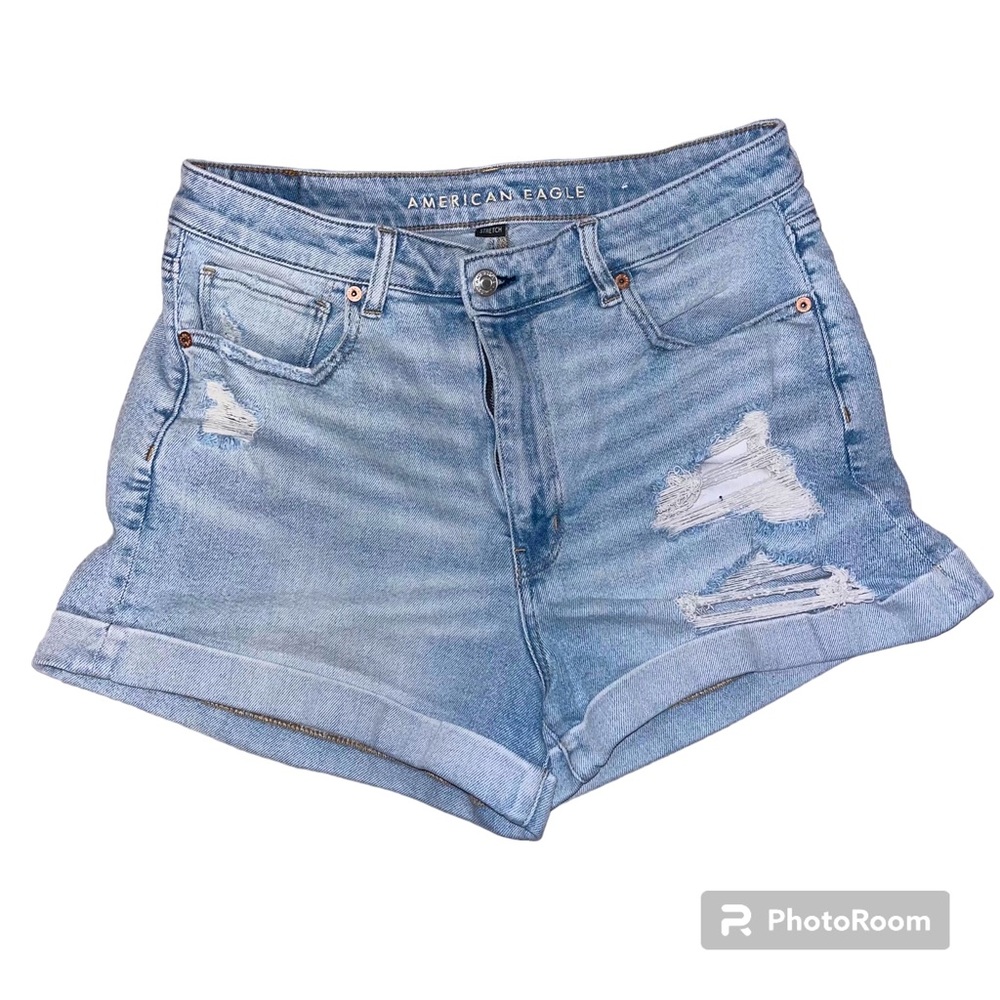 American Eagle high waisted jean shorts size 12 light wash